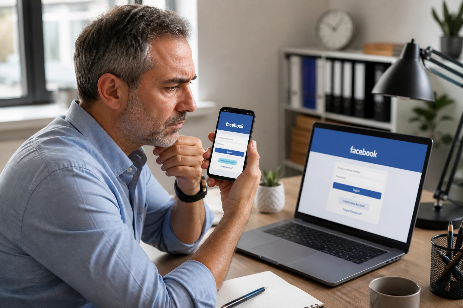 Personne consultant un message d'erreur de session expirée sur smartphone et ordinateur portable